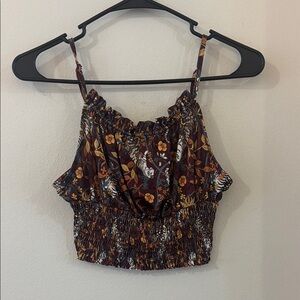 Urban Outfitters Smocked Camisole Brown Orange